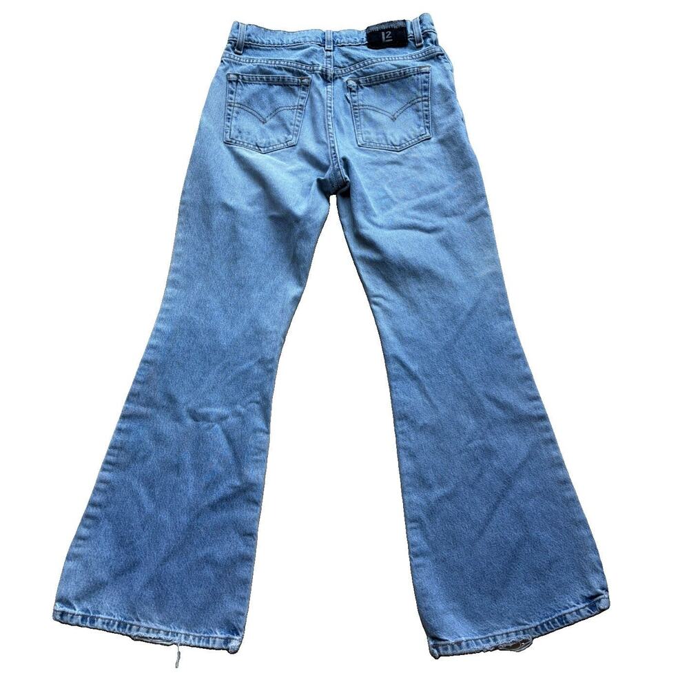 Vintage Levi’s L2 Flare Jeans Pants Size 7 Jr. White Tab Light Wash 90s